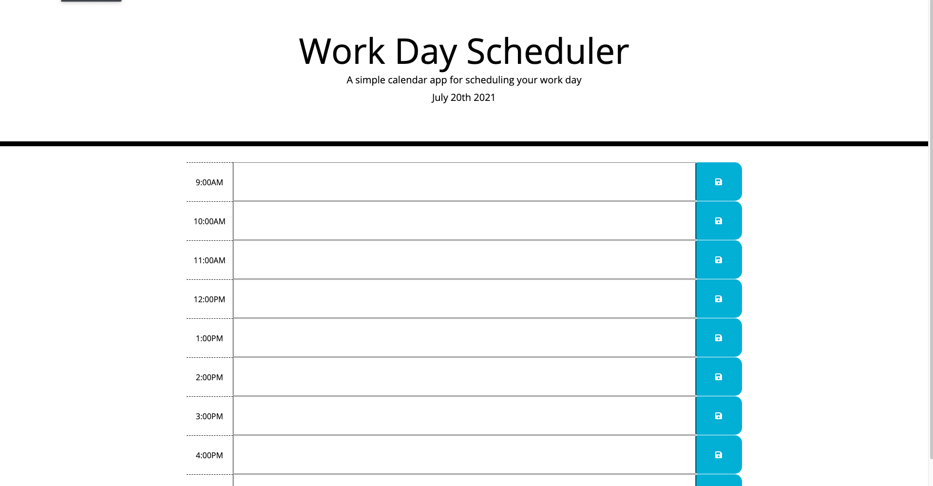 Screenshot of day planner